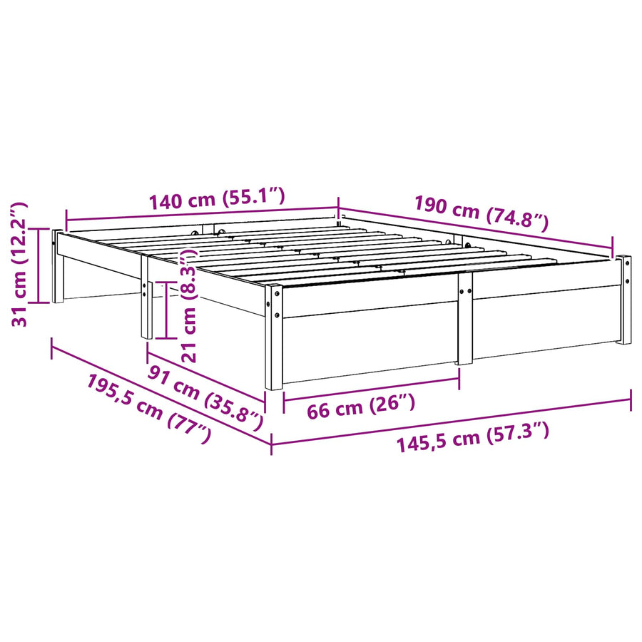 Bedframe Massief dennenhout