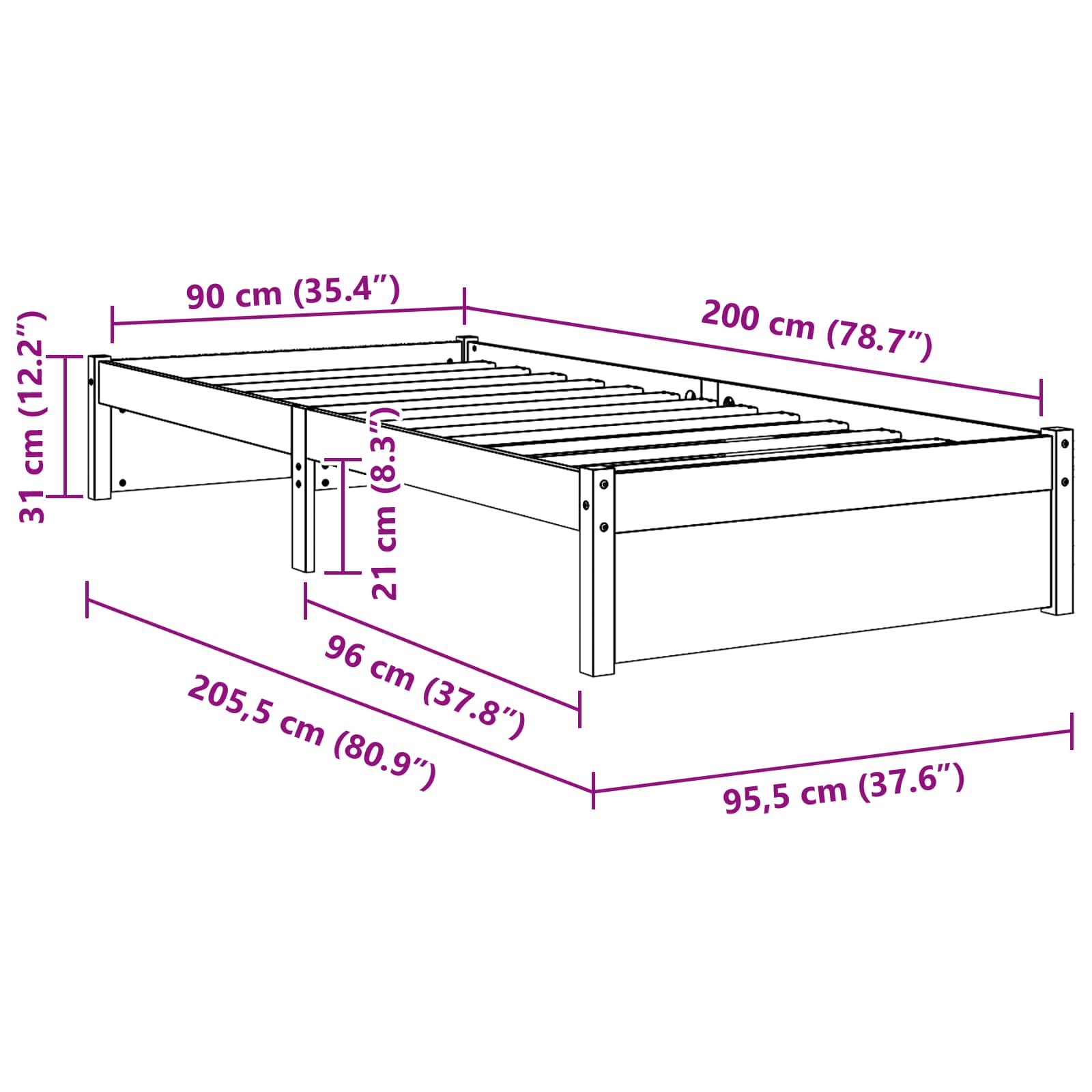 Bedframe Massief dennenhout