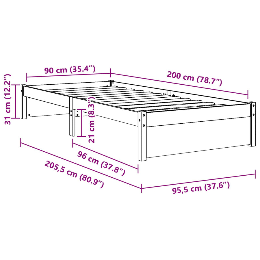 Bedframe Massief dennenhout