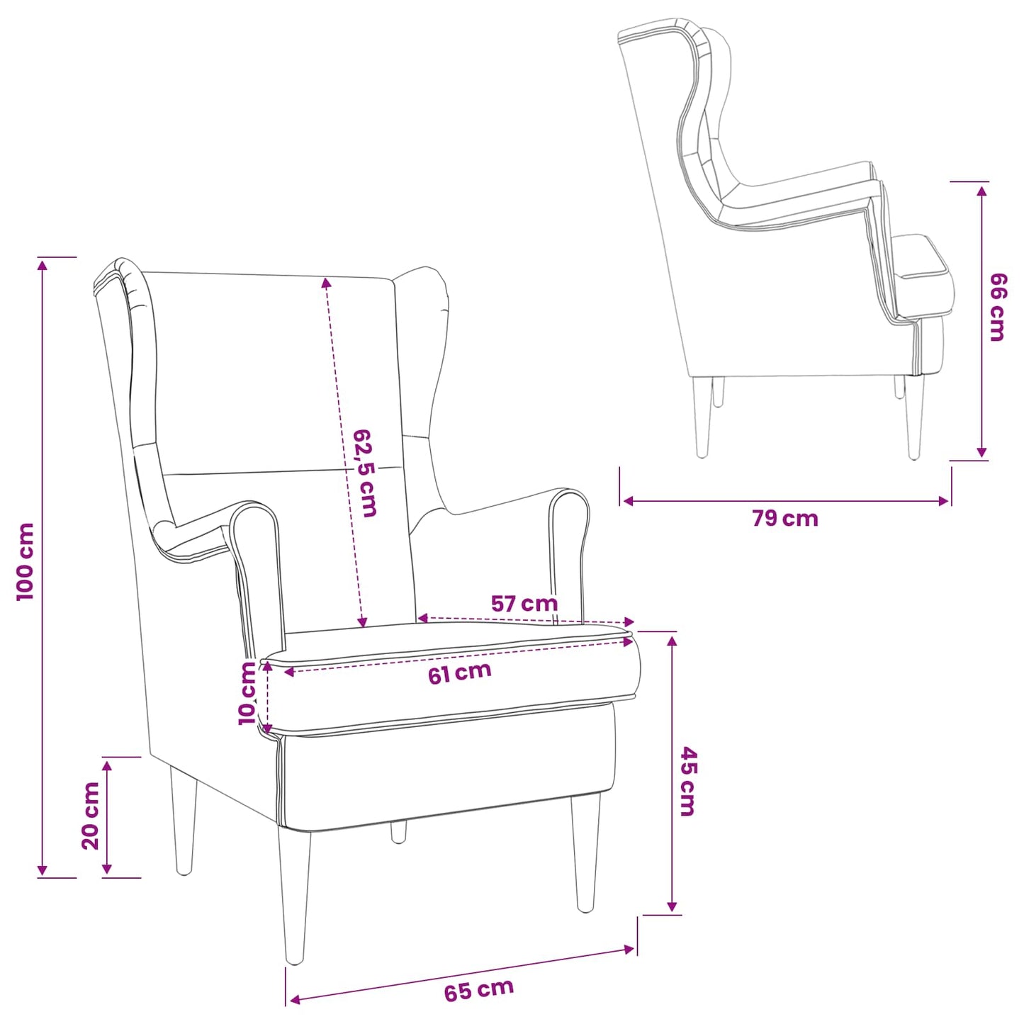 Fauteuil Crème Stof