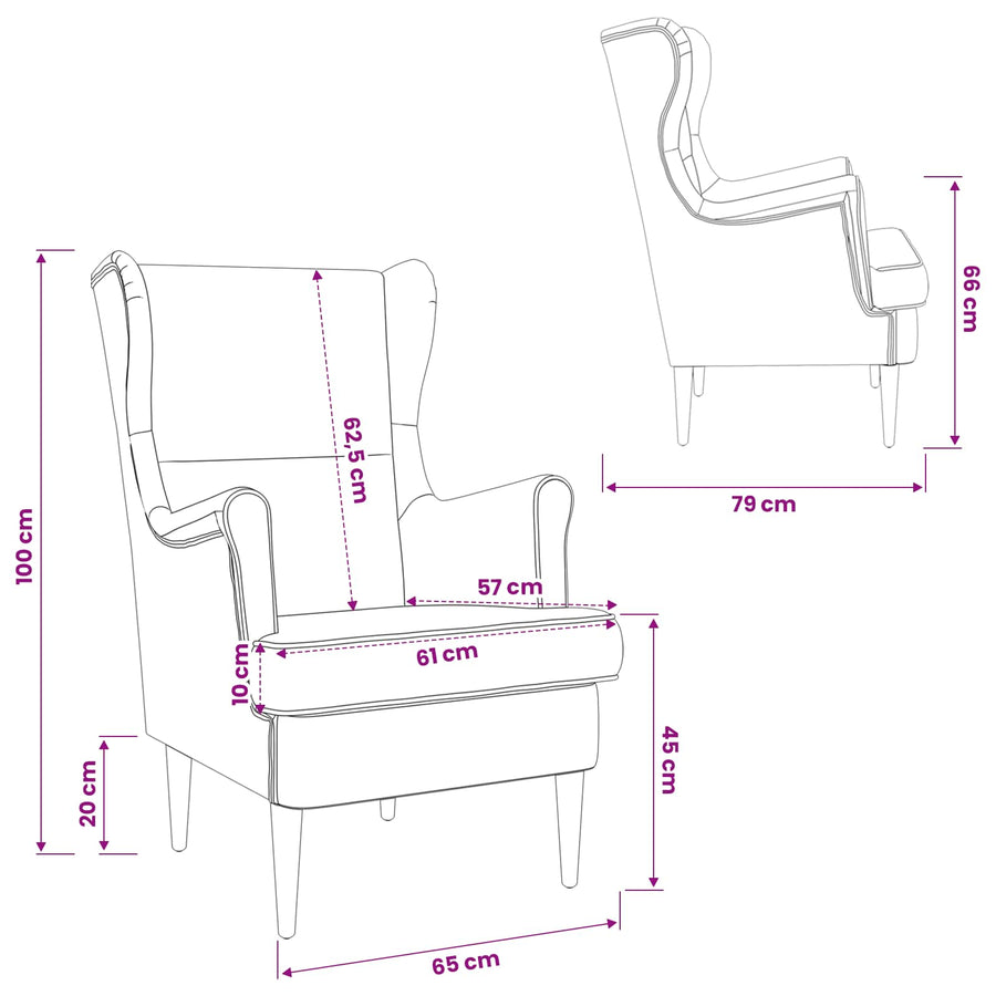 Fauteuil Zwart Fluweel