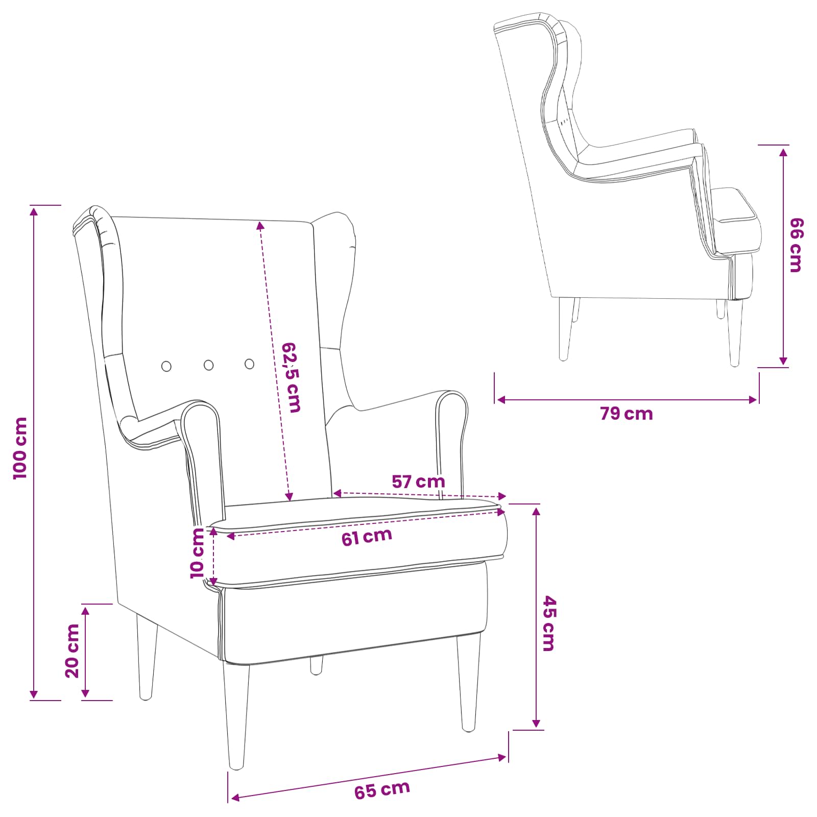 Fauteuil Crème Stof