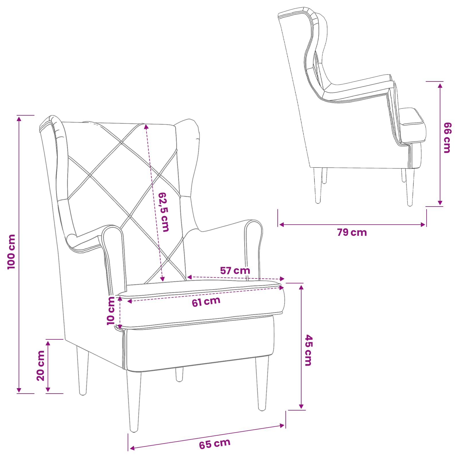Fauteuil Roze Fluweel
