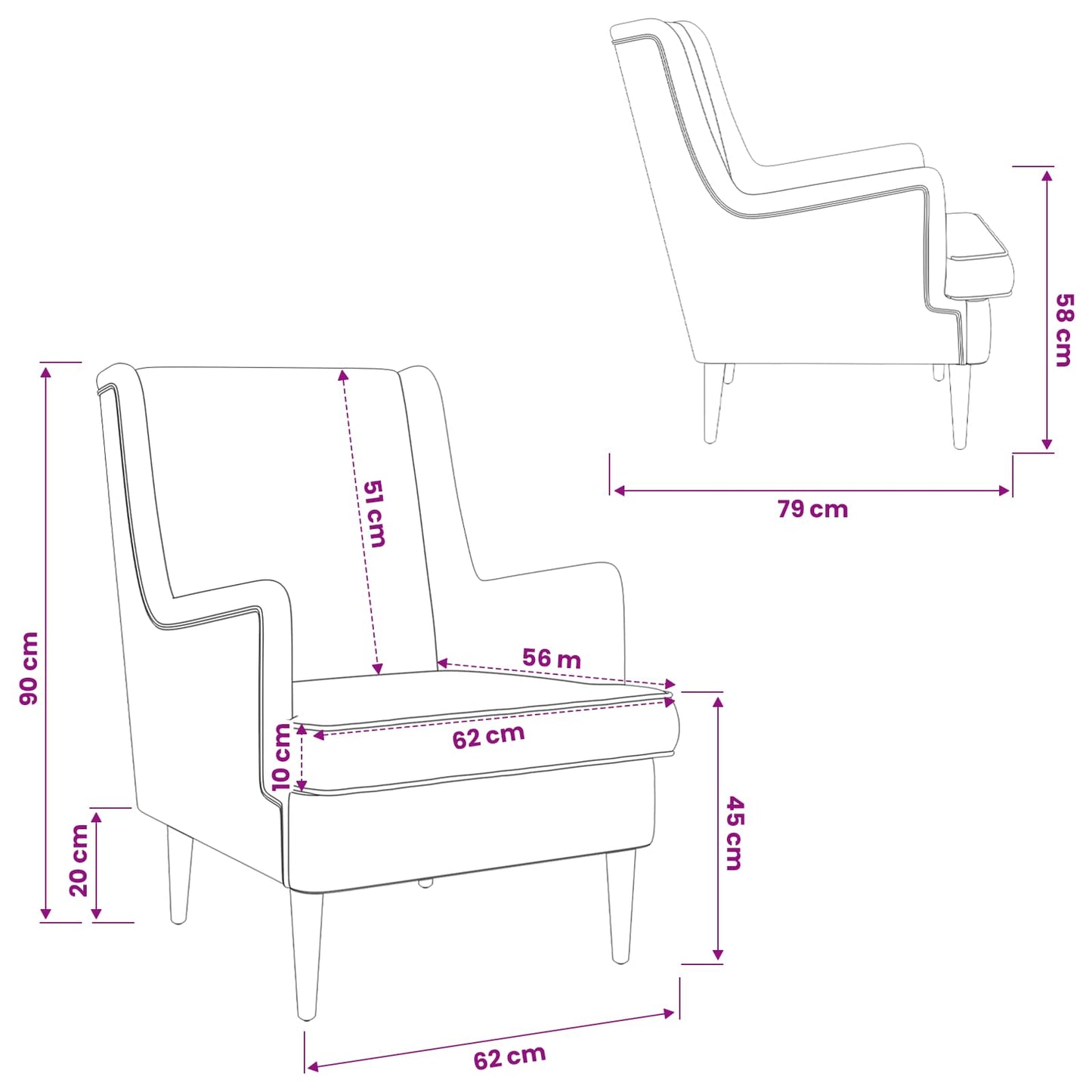 Fauteuil Donkergrijs Stof