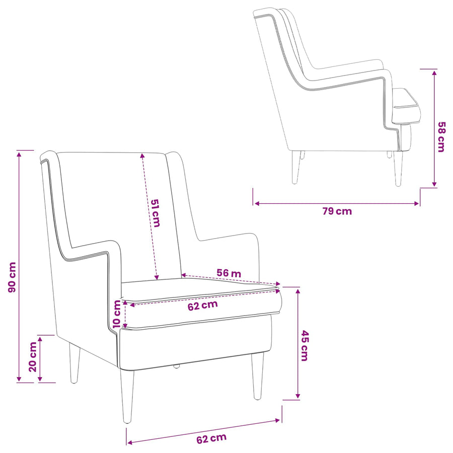 Fauteuil Zwart Stof