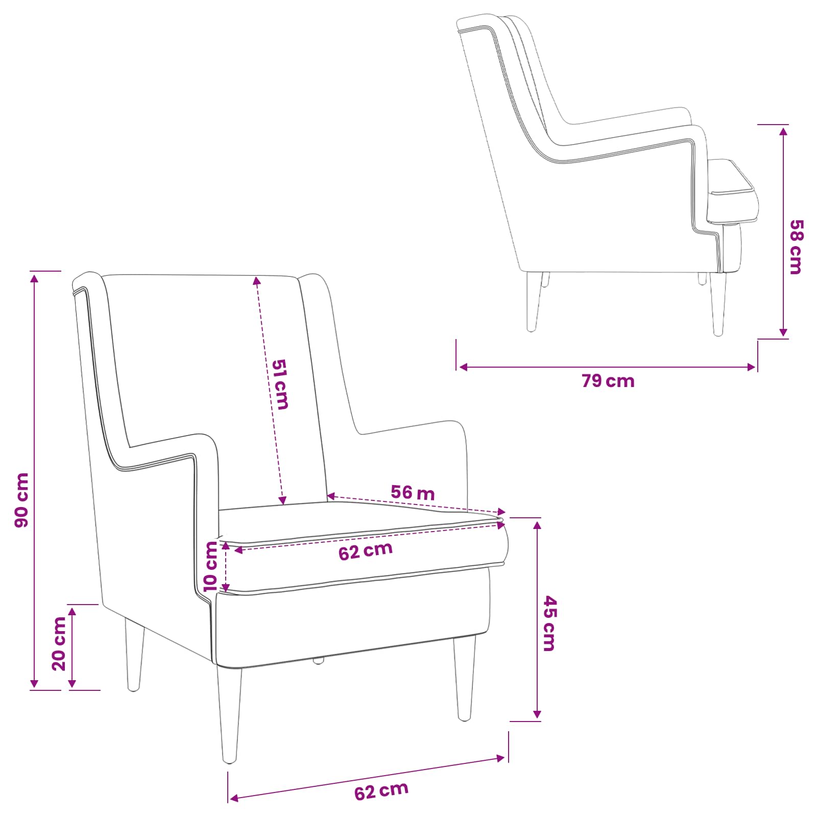 Fauteuil Blauw Stof