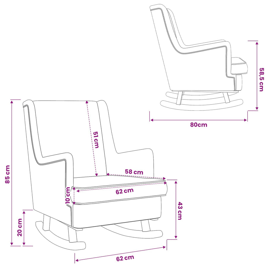 Schommelstoel Blauw 62 x 80 x 85 cm Stof
