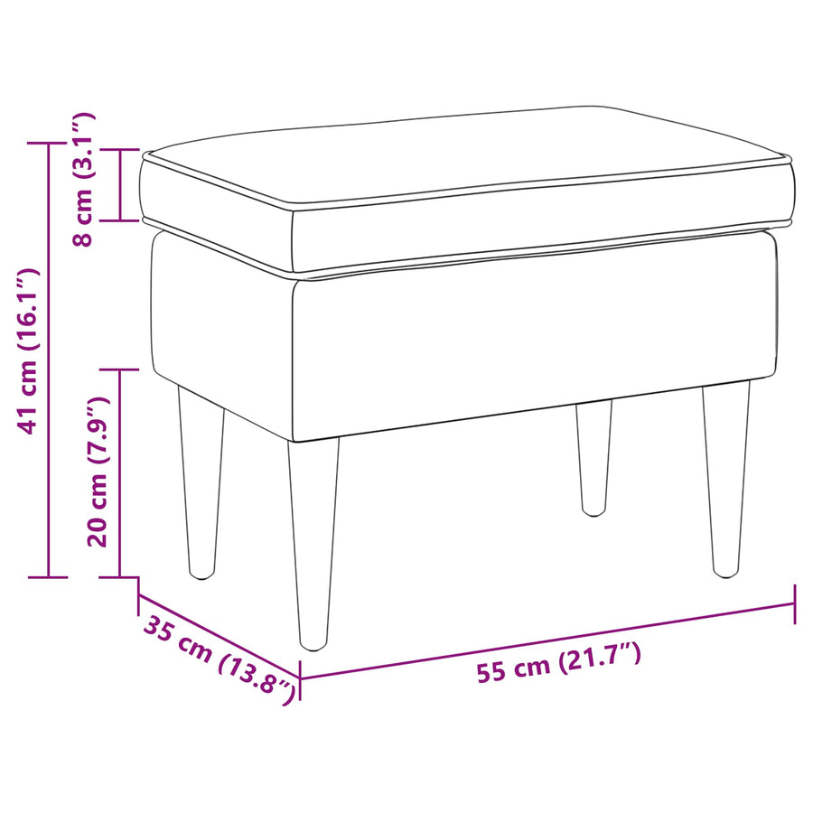 Voetenbank Donkergrijs 55 x 35 x 41 cm Stof