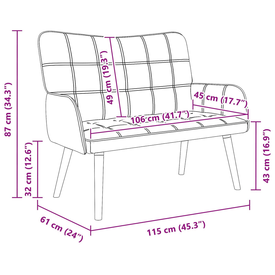 Twee Persoons Sofa Lichtgrijs 115 x 61 x 87 cm Stof