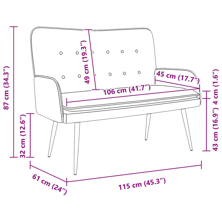2-Zits Sofa Donkerbruin 115 x 61 x 87 cm Stof
