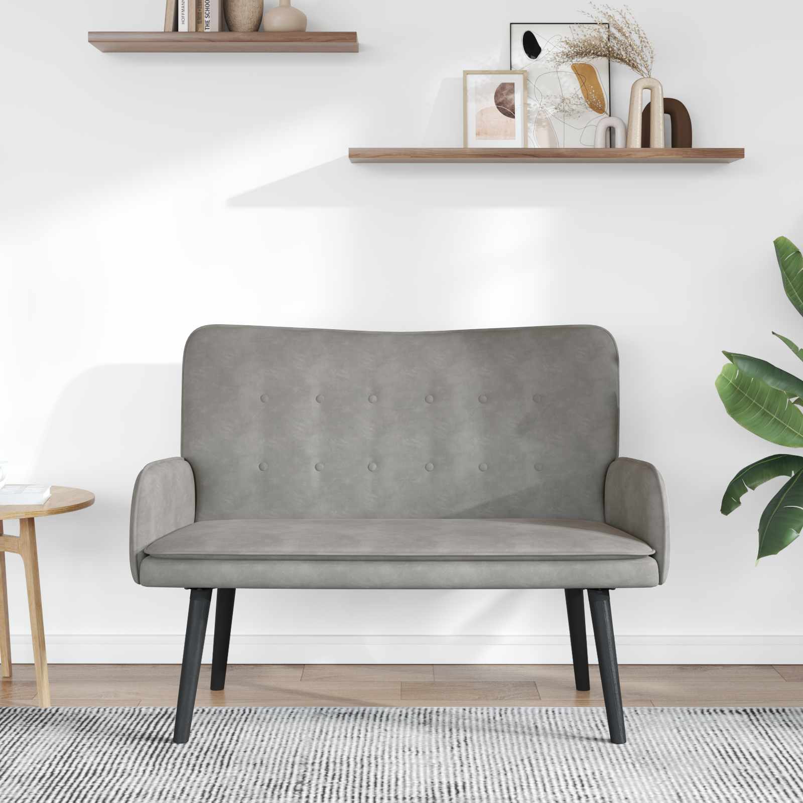 Twee Persoons Sofa Lichtgrijs 115 x 61 x 87 cm Fluweel