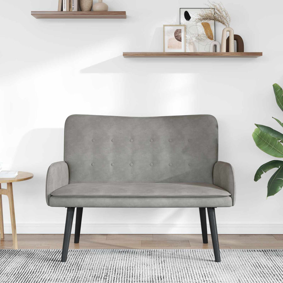 Twee Persoons Sofa Lichtgrijs 115 x 61 x 87 cm Fluweel