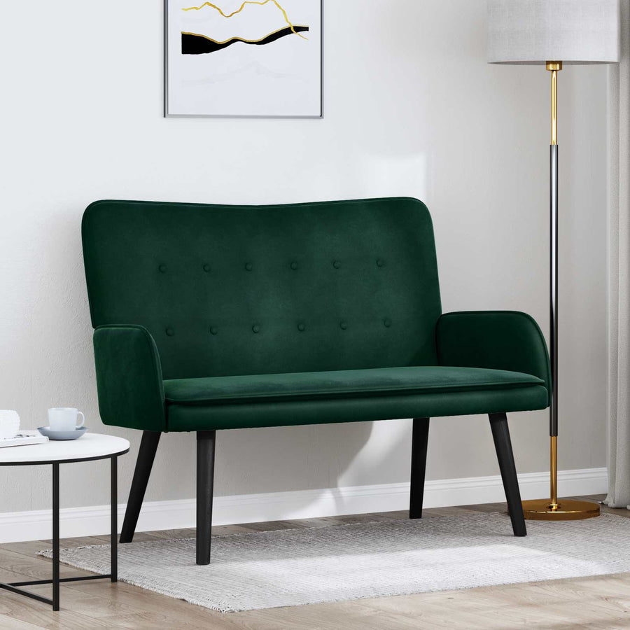 Twee Persoons Sofa Donkergroen 115 x 61 x 87 cm Fluweel