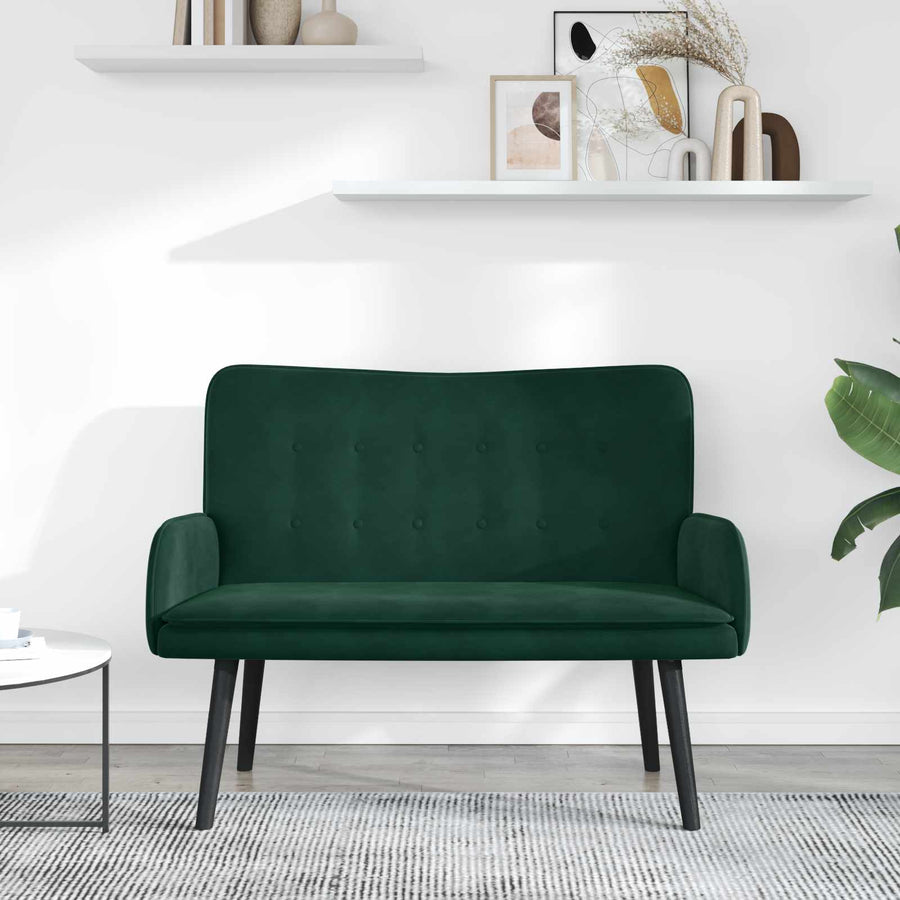 Twee Persoons Sofa Donkergroen 115 x 61 x 87 cm Fluweel