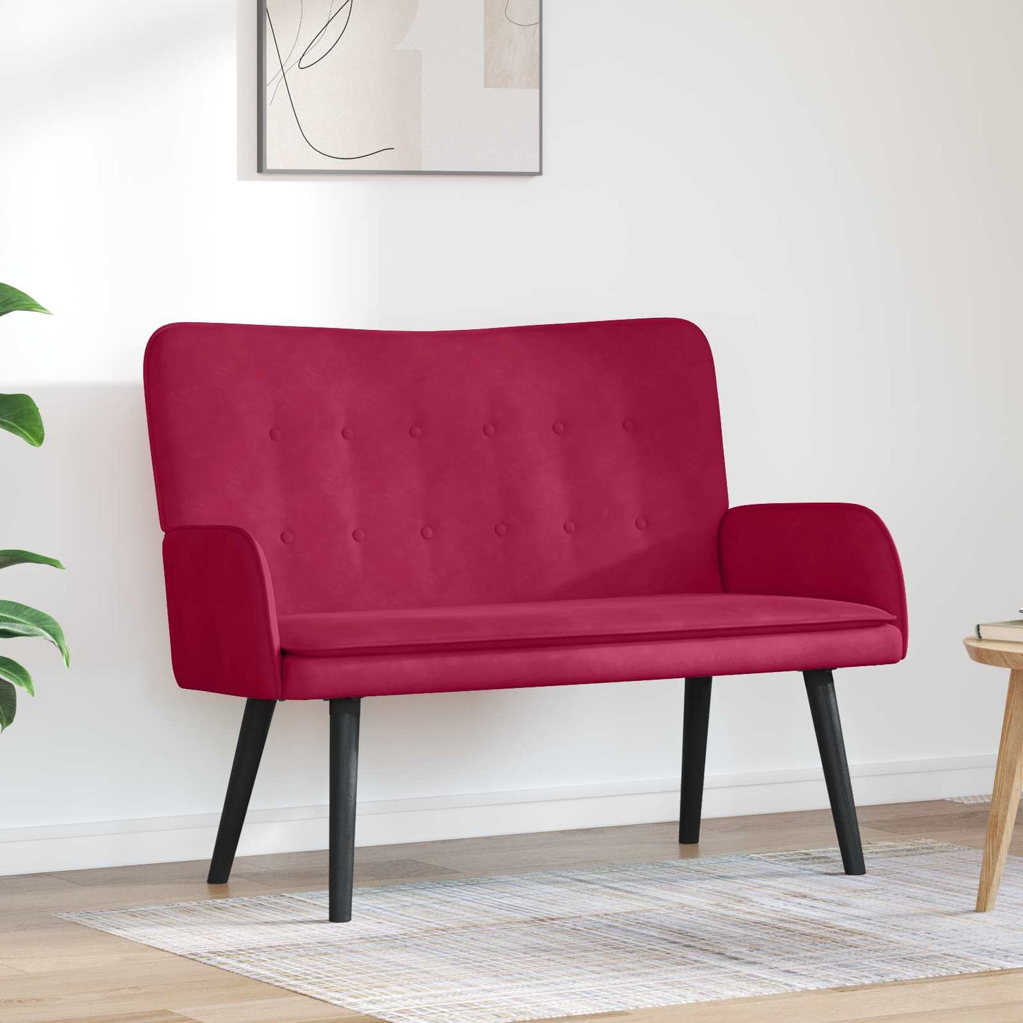 Twee Persoons Sofa Wijnrood 115 x 61 x 87 cm Fluweel