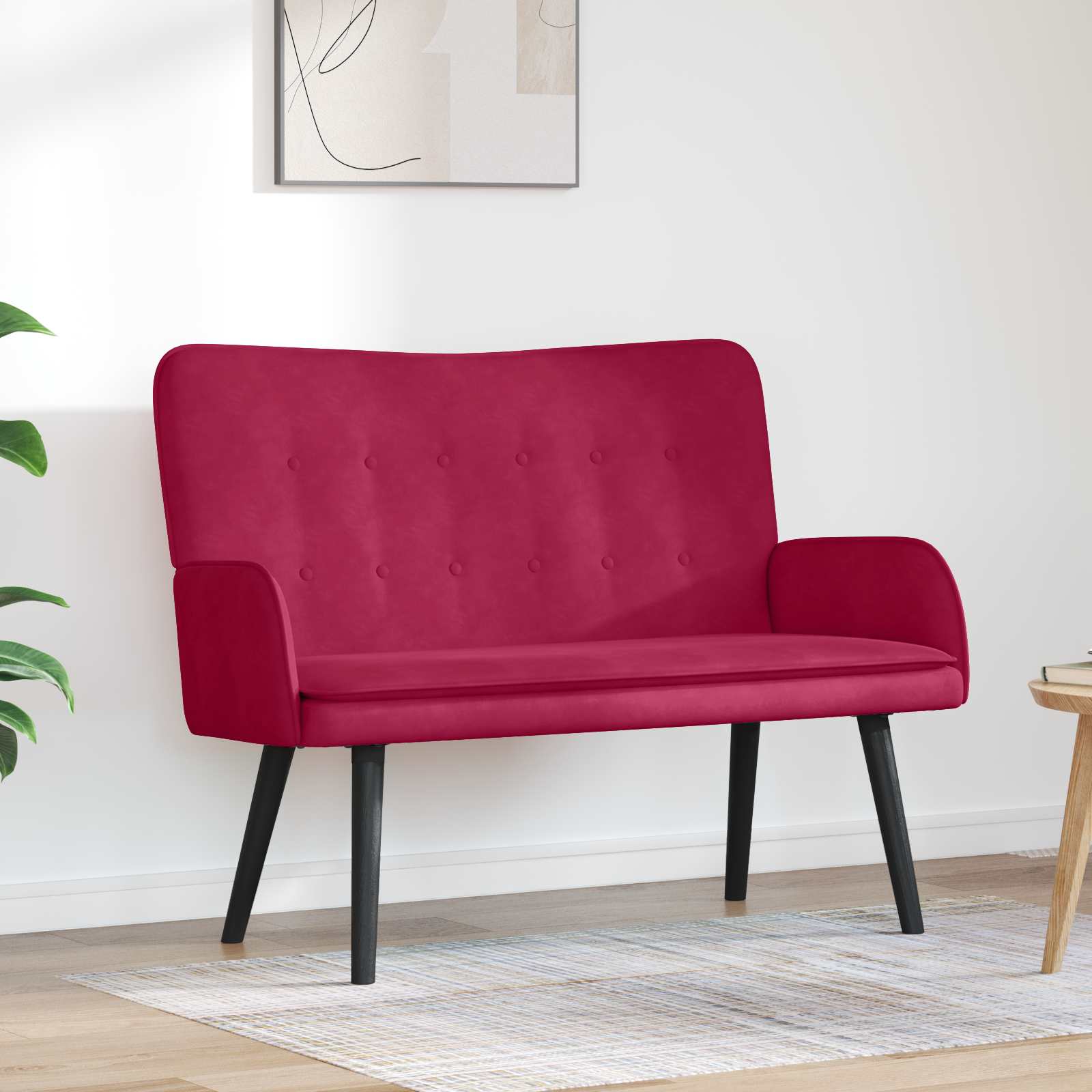 Twee Persoons Sofa Wijnrood 115 x 61 x 87 cm Fluweel