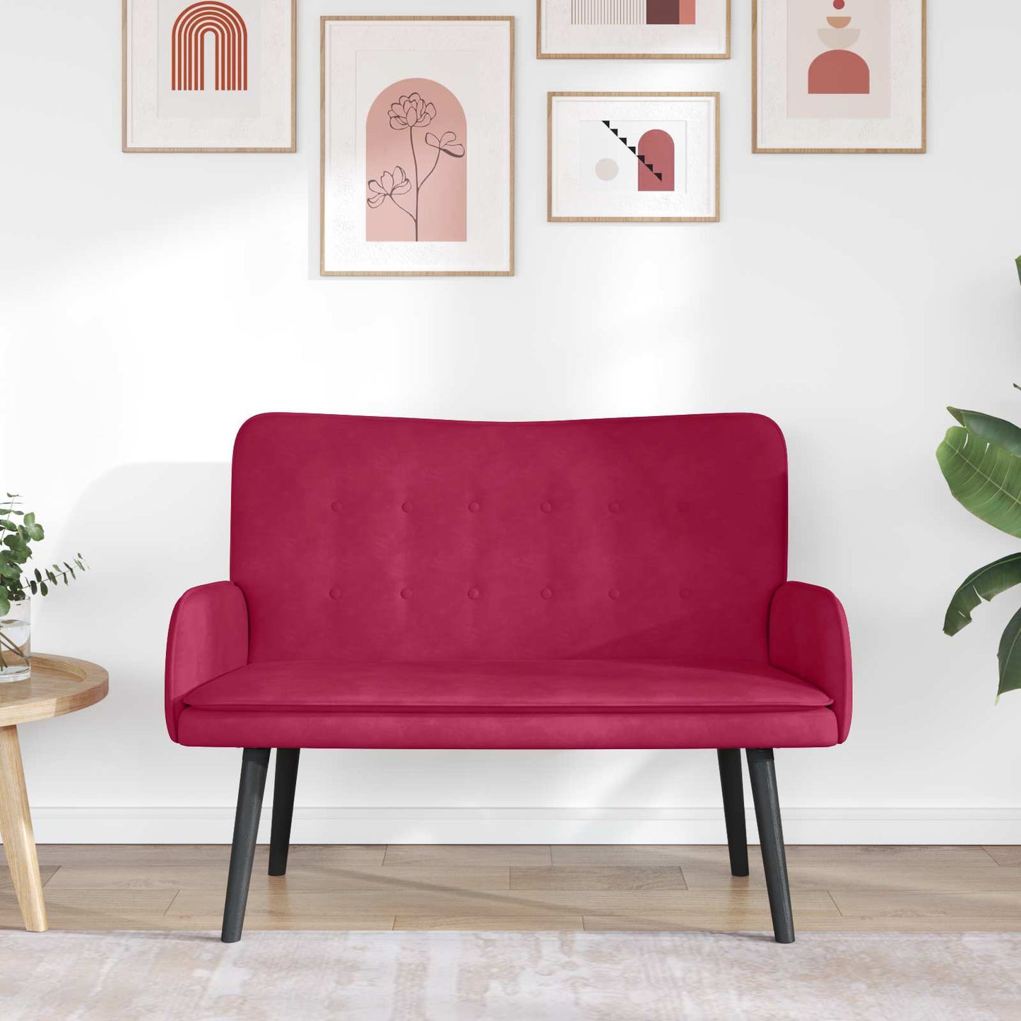 Twee Persoons Sofa Wijnrood 115 x 61 x 87 cm Fluweel