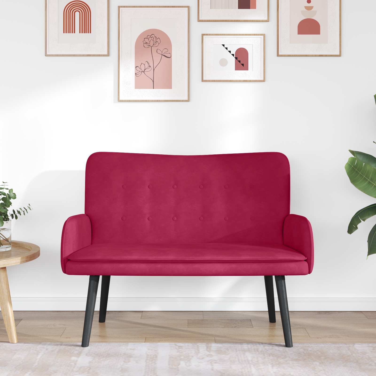Twee Persoons Sofa Wijnrood 115 x 61 x 87 cm Fluweel