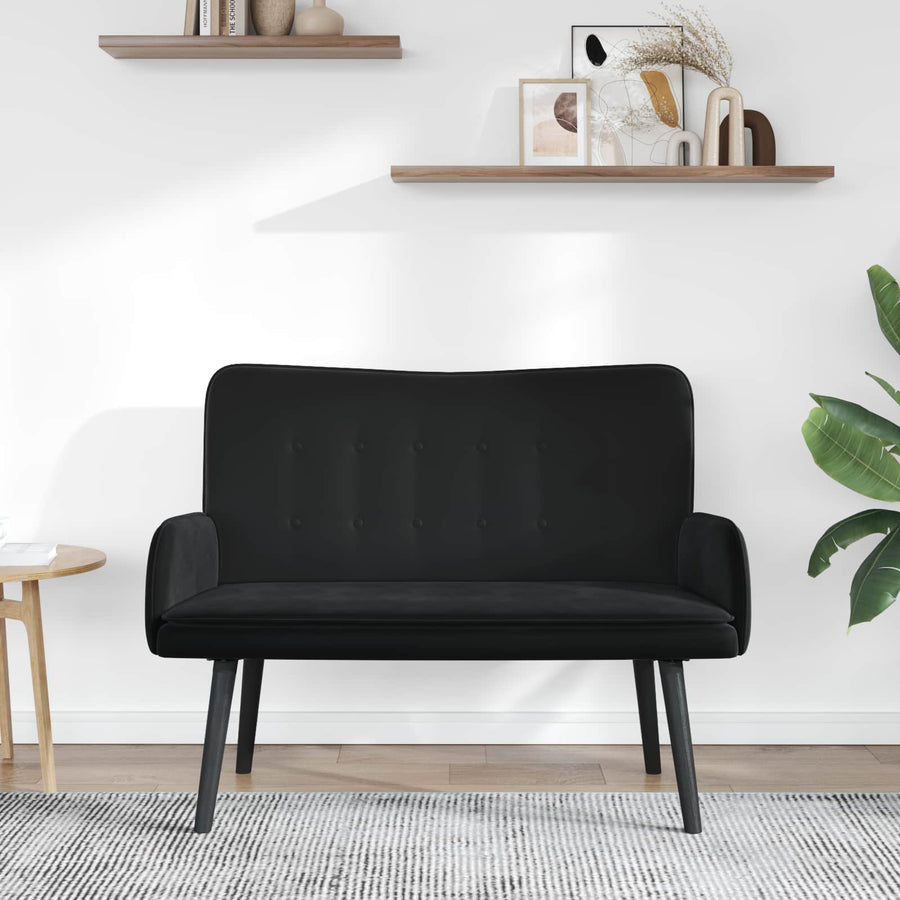 Twee Persoons Sofa Zwart 115 x 61 x 87 cm Fluweel