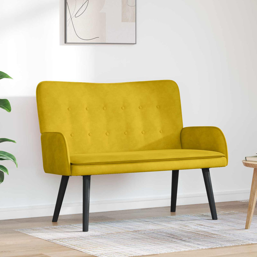 Twee Persoons Sofa Geel 115 x 61 x 87 cm Fluweel
