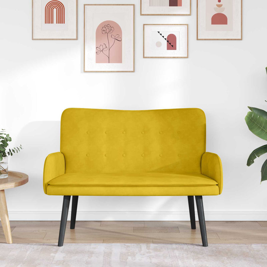 Twee Persoons Sofa Geel 115 x 61 x 87 cm Fluweel