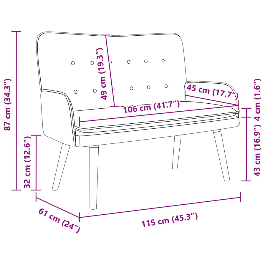 Twee Persoons Sofa Blauw 115 x 61 x 87 cm Fluweel