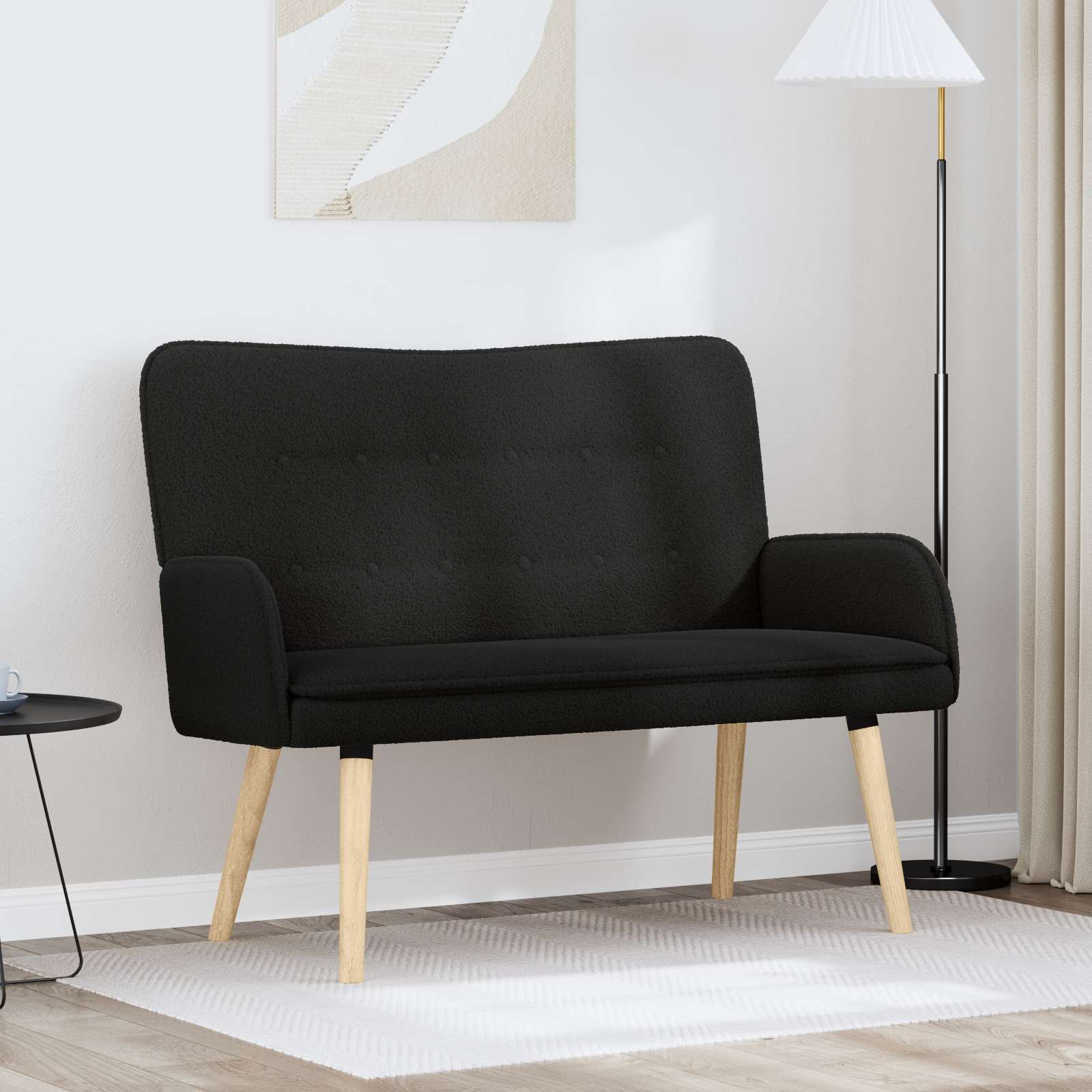 2-Zits Sofa Zwart 115 x 61 x 87 cm Bouclé