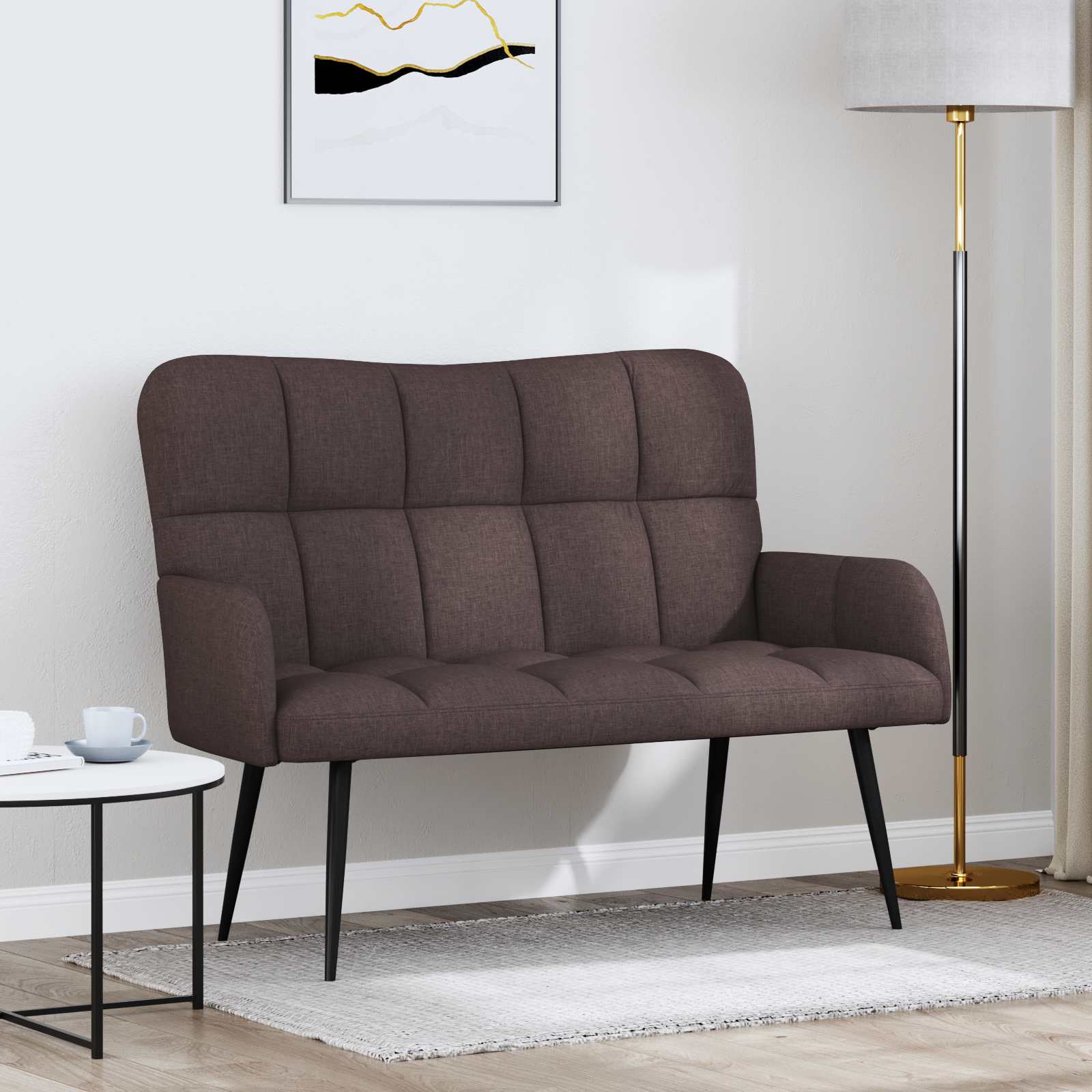 Twee Persoons Sofa Donkerbruin 115 x 61 x 87 cm Stof