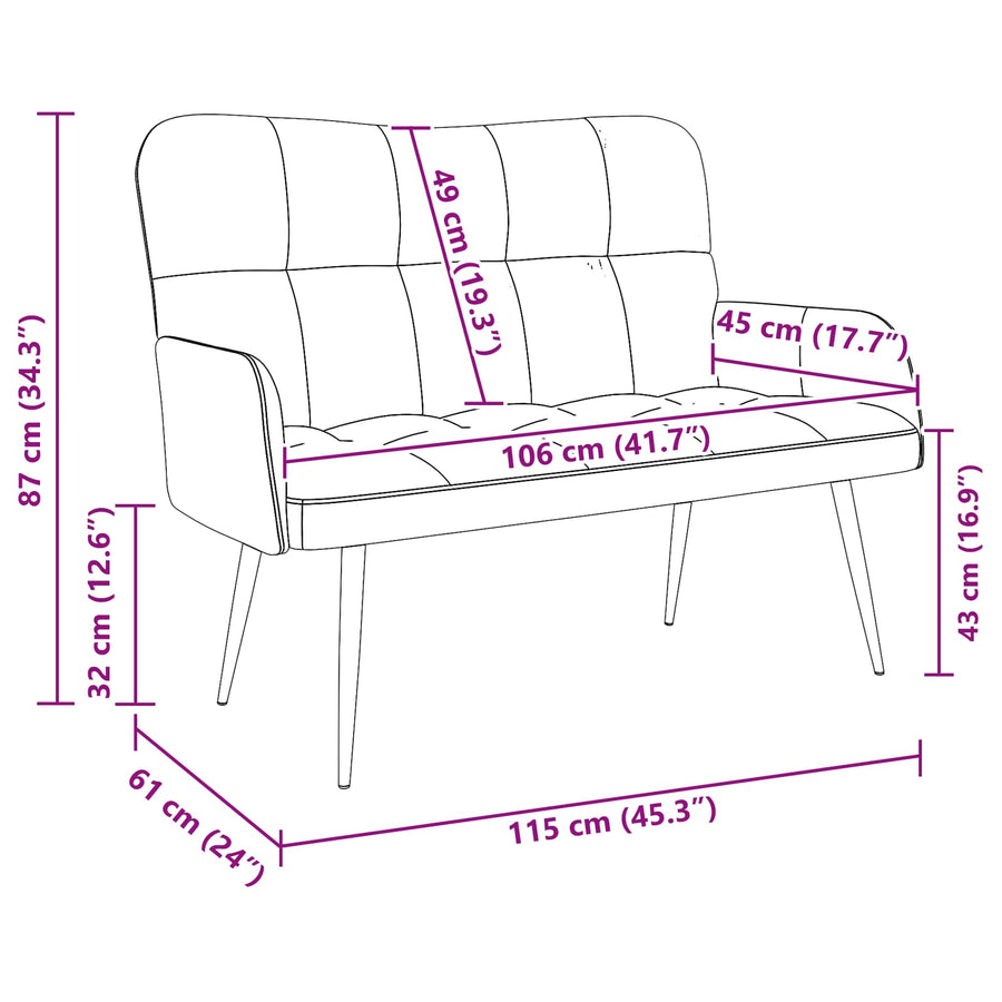 Twee Persoons Sofa Blauw 115 x 61 x 87 cm Stof