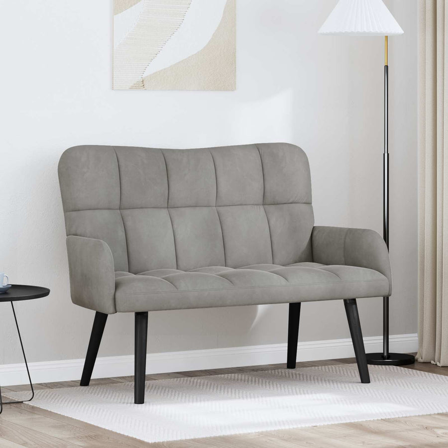Twee Persoons Sofa Lichtgrijs 115 x 61 x 87 cm Fluweel