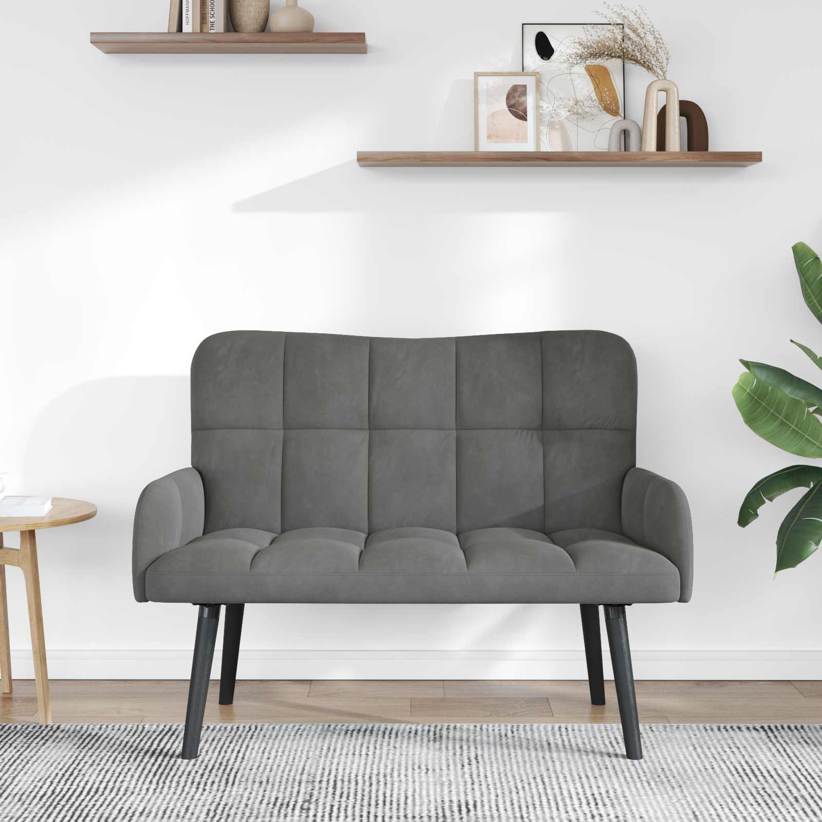 Twee Persoons Sofa Donkergrijs 115 x 61 x 87 cm Fluweel