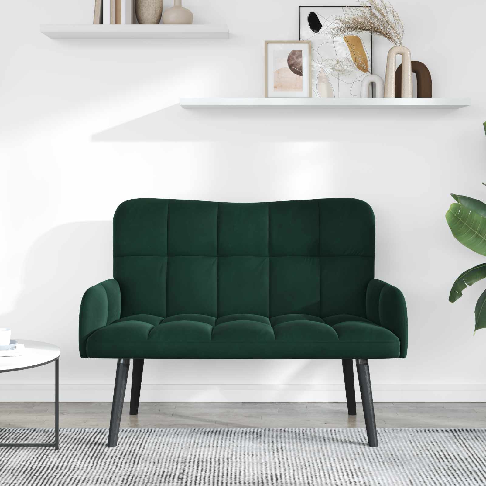 Twee Persoons Sofa Donkergroen 115 x 61 x 87 cm Fluweel