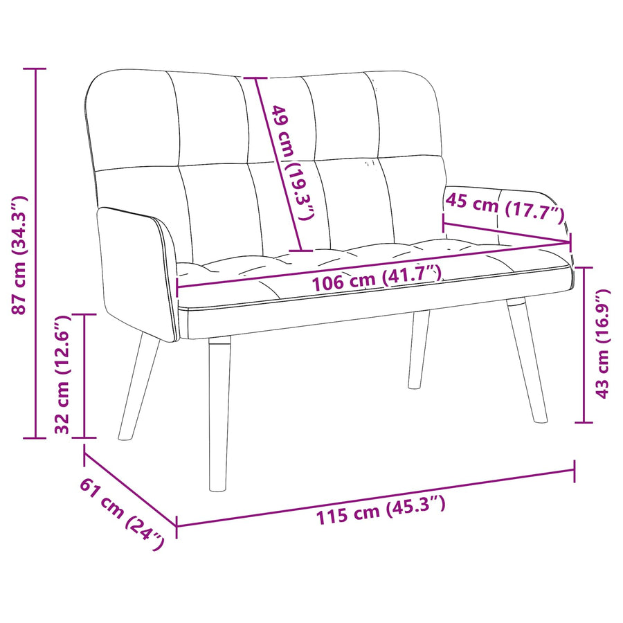 Twee Persoons Sofa Geel 115 x 61 x 87 cm Fluweel