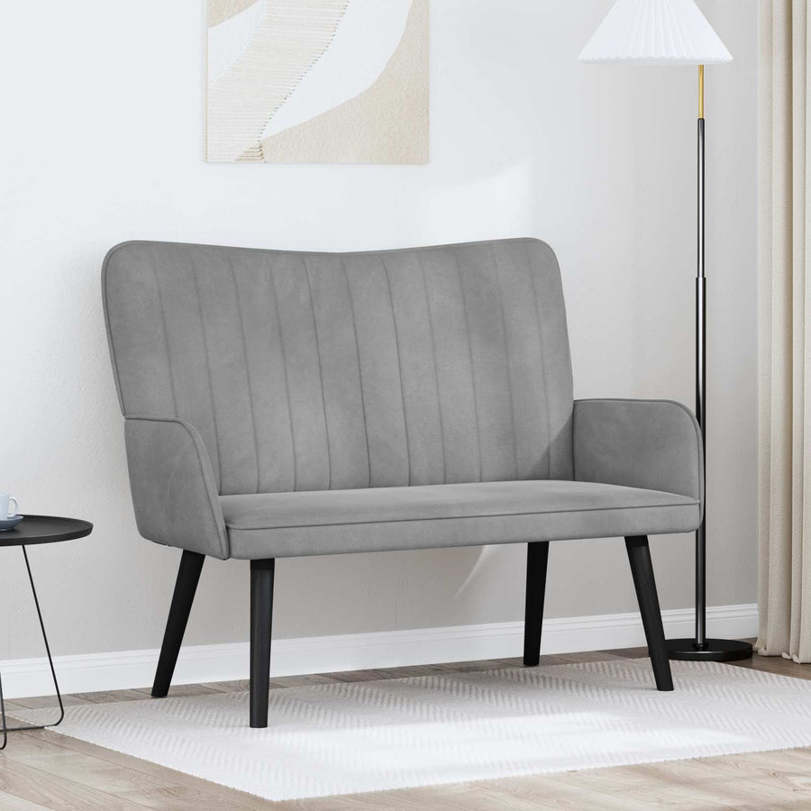 Twee Persoons Sofa Lichtgrijs 115 x 61 x 87 cm Fluweel