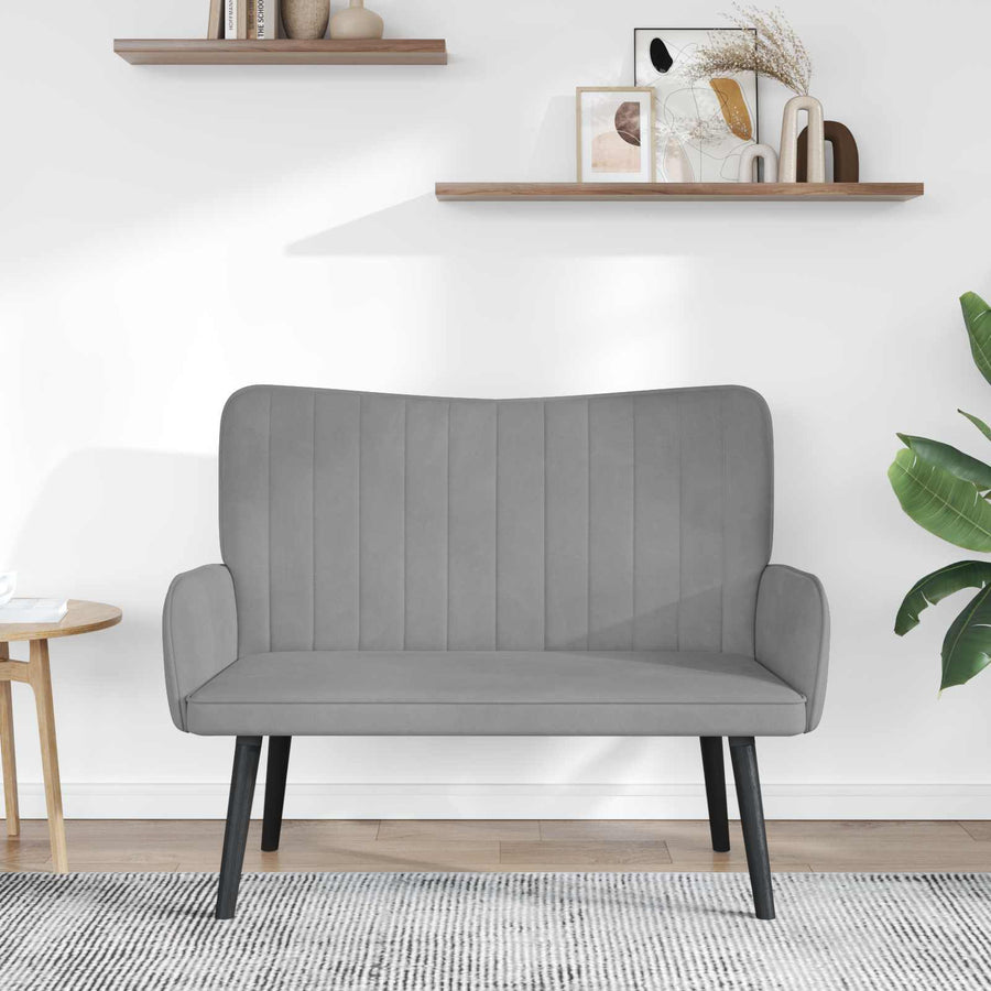 Twee Persoons Sofa Lichtgrijs 115 x 61 x 87 cm Fluweel