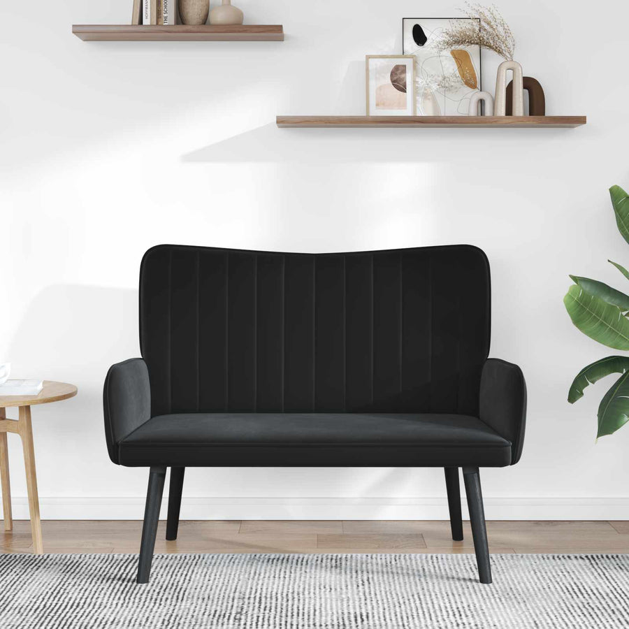Twee Persoons Sofa Zwart 115 x 61 x 87 cm Fluweel