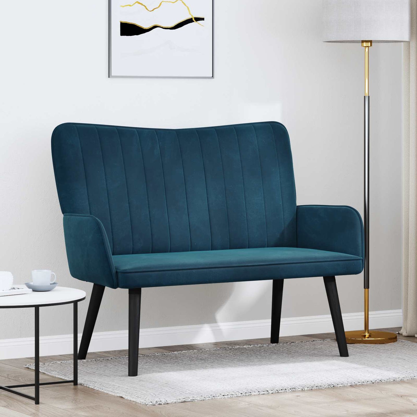 Twee Persoons Sofa Blauw 115 x 61 x 87 cm Fluweel
