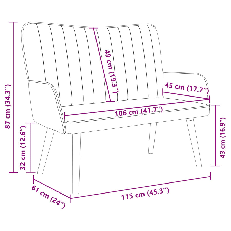 Twee Persoons Sofa Blauw 115 x 61 x 87 cm Fluweel