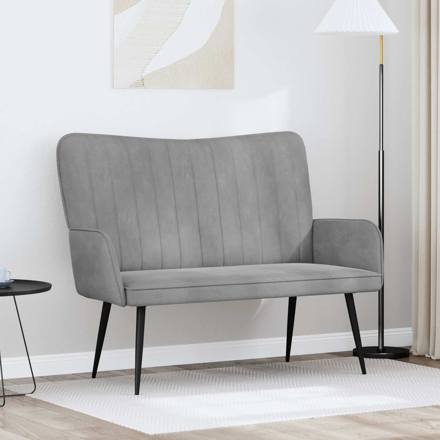 Twee Persoons Sofa Lichtgrijs 115 x 61 x 87 cm Fluweel