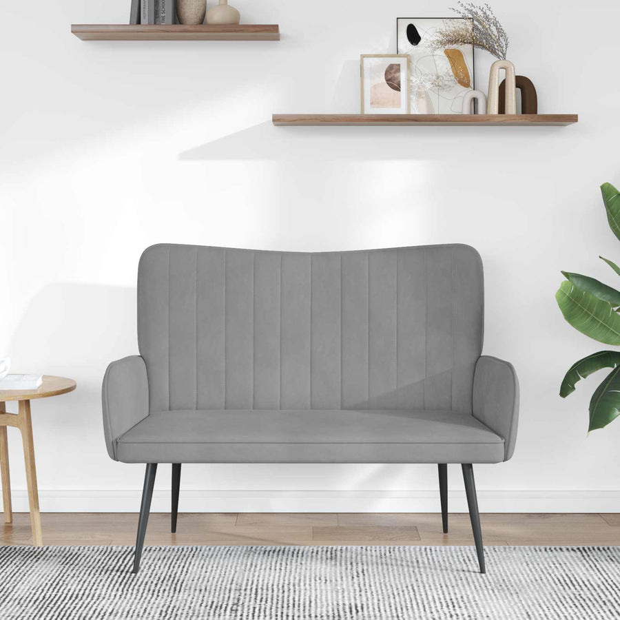 Twee Persoons Sofa Lichtgrijs 115 x 61 x 87 cm Fluweel