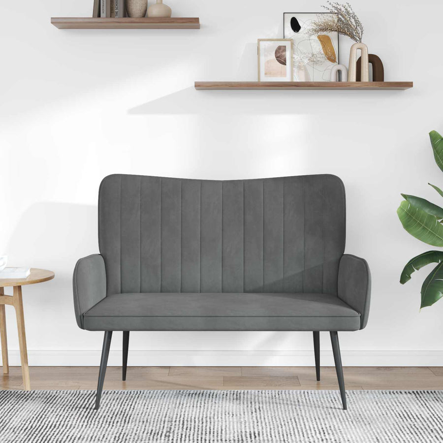 Twee Persoons Sofa Donkergrijs 115 x 61 x 87 cm Fluweel