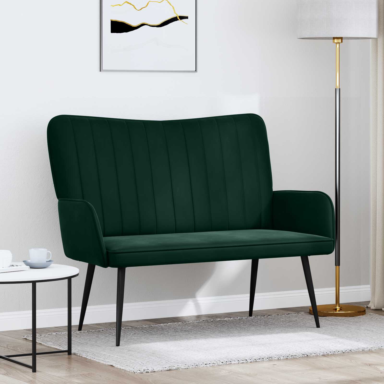Twee Persoons Sofa Donkergroen 115 x 61 x 87 cm Fluweel