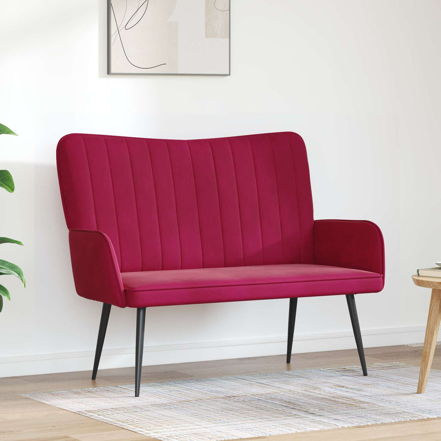 Twee Persoons Sofa Wijnrood 115 x 61 x 87 cm Fluweel