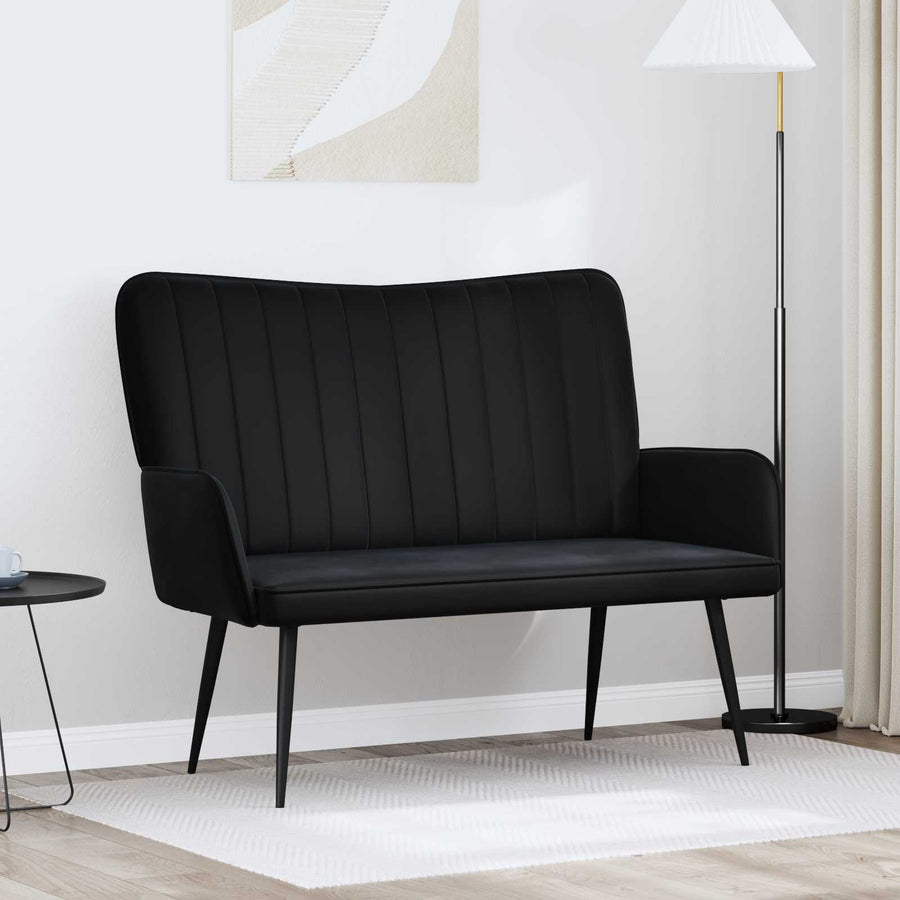 Twee Persoons Sofa Zwart 115 x 61 x 87 cm Fluweel