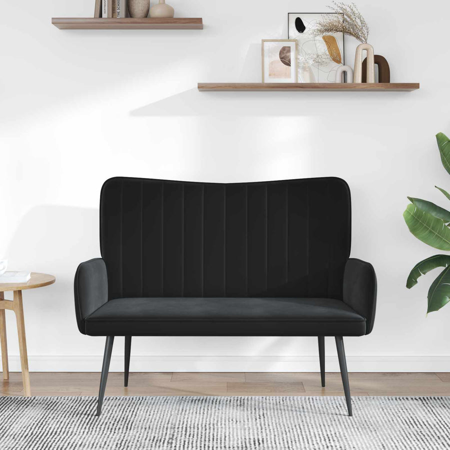 Twee Persoons Sofa Zwart 115 x 61 x 87 cm Fluweel