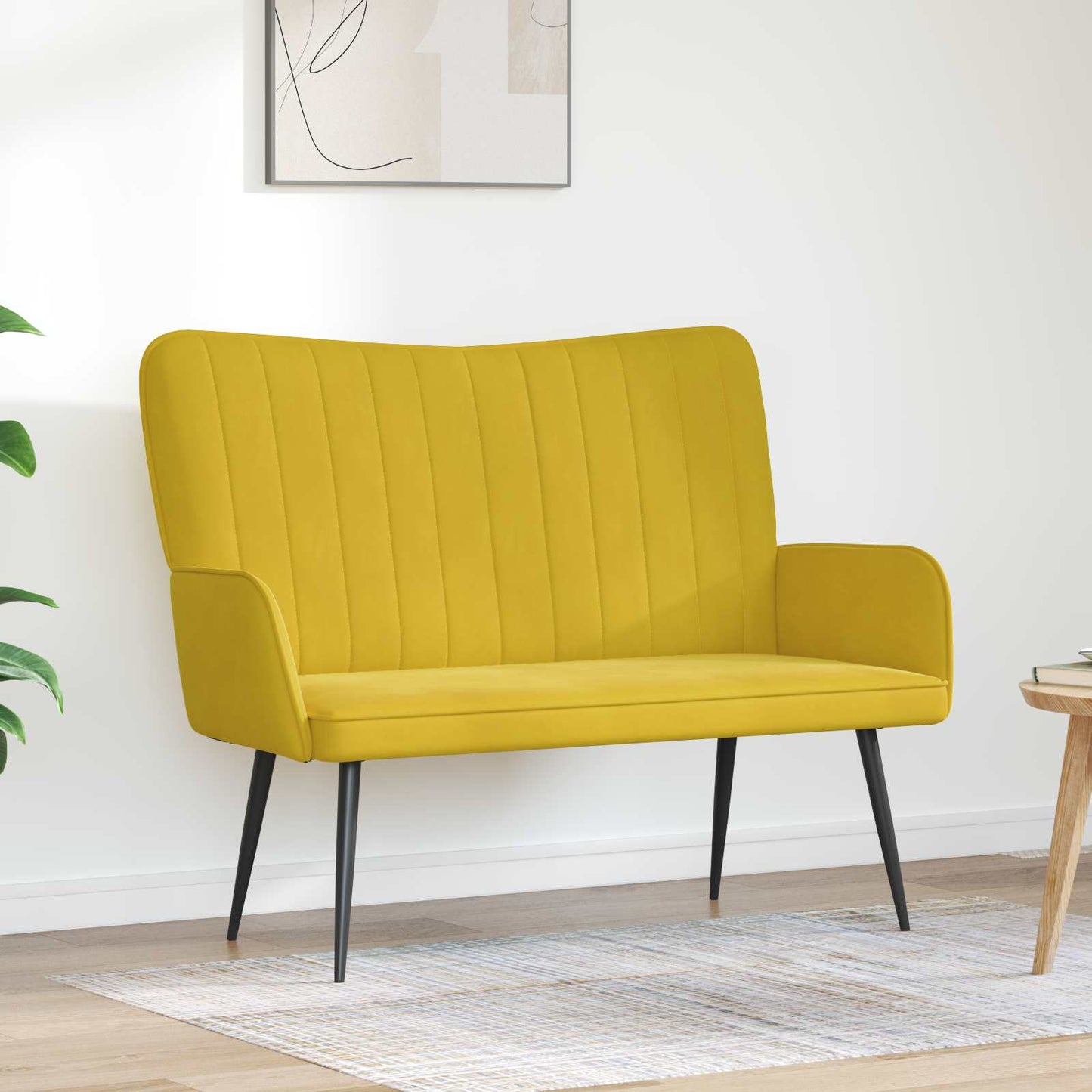 Twee Persoons Sofa Geel 115 x 61 x 87 cm Fluweel