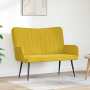 Bank 2-persoons geel 115x61x87 cm fluweel