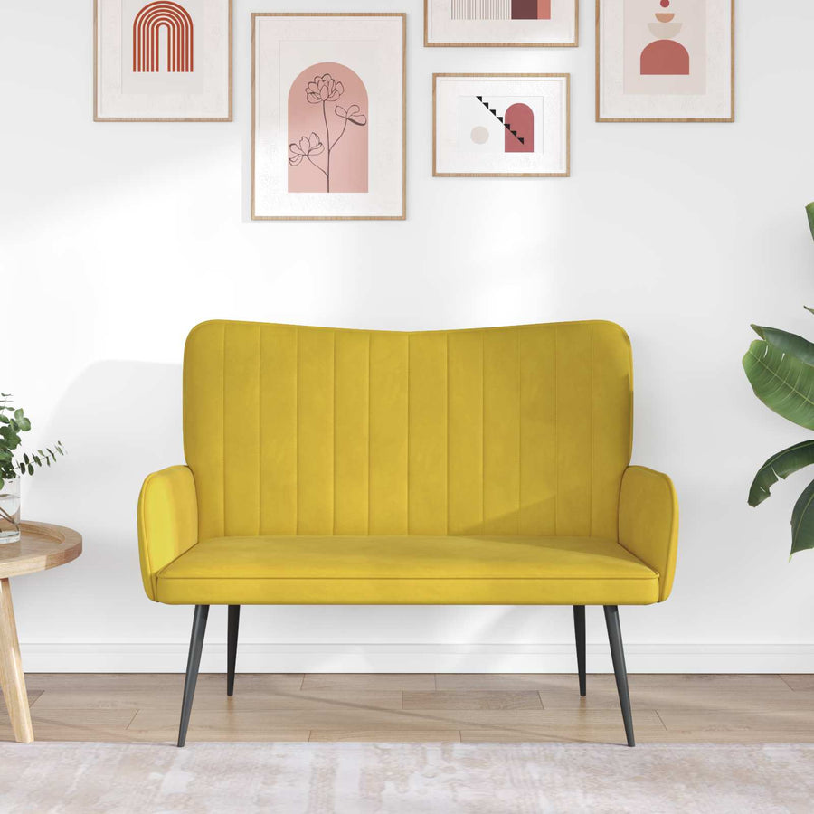Twee Persoons Sofa Geel 115 x 61 x 87 cm Fluweel