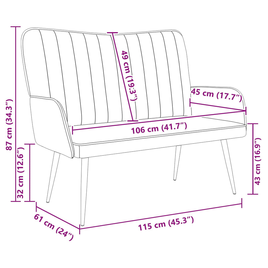 Twee Persoons Sofa Geel 115 x 61 x 87 cm Fluweel