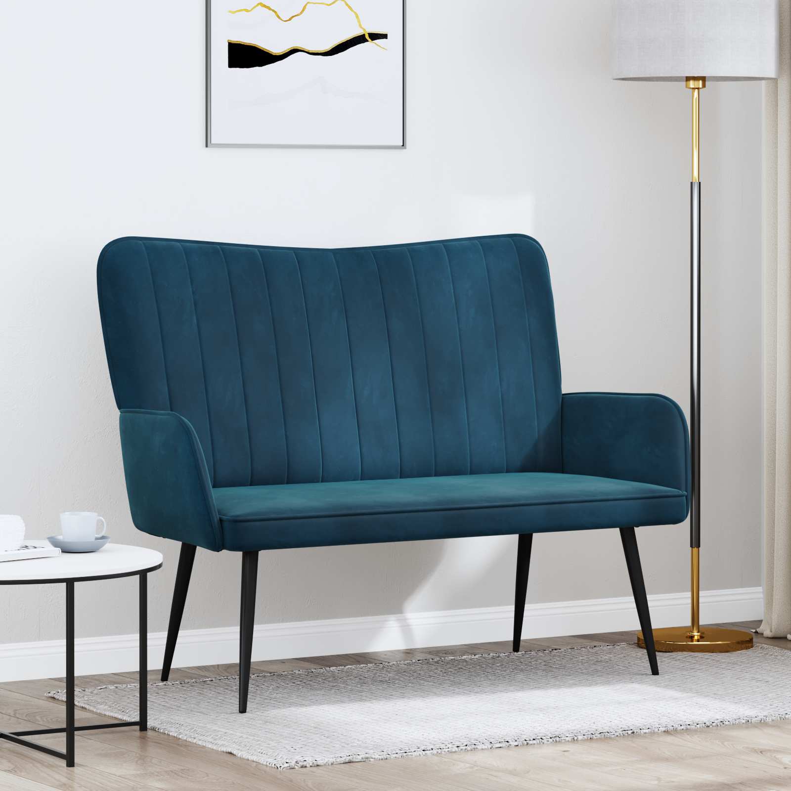 Twee Persoons Sofa Blauw 115 x 61 x 87 cm Fluweel